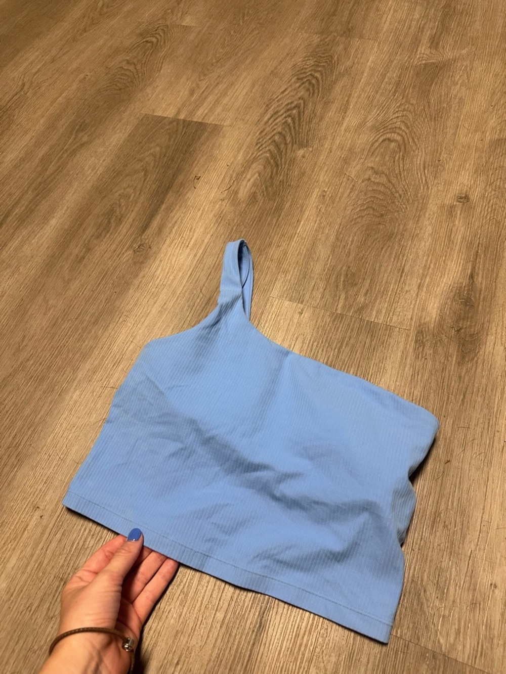 Lulu lemon Light Blue One-Shoulder Ribbed Crop Top